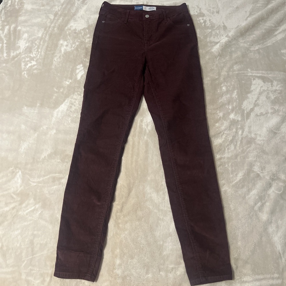 Old Navy Womens Burgundy Secret Smoot Pocket Rockstar Super Skinny Pants 6 Tall